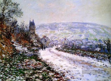  Winter Kunst - Betreten des Dorf von Vetheuil im Winter Claude Monet